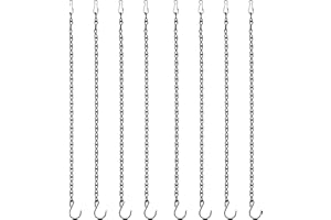 ZHIQIN 8 pezzi Catena Sospesa in Metallo da 50cm Catene per Appendere con Ganci e Clip Catene de Appendere Piante Vaso per Fioriere Lanterne Mangiatoie per Uccelli Campanelli eolici, Nero