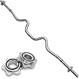 Body Revolution EZ Barbell Bar - 1.2m EZ Super Curl Weight Lifting Bar for 1 Inch Weight Plates - Barbell for Bicep Curls and Bodybuilding Spinlock or Spring Collar