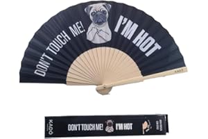 LQIOACU Origineller Handfächer, Moderner und witziger Holzfächer. Fächer mit Fächerhalter. Maße: 42 x 23 cm, Dunkelgrau, 1 Stück