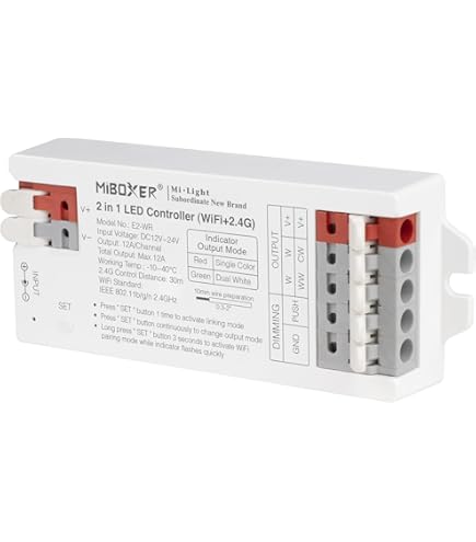 LGIDTECH FUT035S+ Controller LED Strip 2,4 GHz - 2 In 1 Per Strisce Monocolore E CCT (Bianco Regolabile), Compatibile Con Alexa E Google Home Con Gateway WL-Box2 (Escluso)