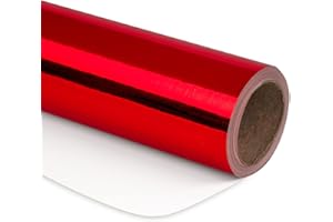 RUSPEPA Carta Da Regalo Rossa Metallizzata - Mini Rotolo - Carta Tinta Unita Perfetta Per Matrimoni, Compleanni, Natale, Baby Shower - 44 cm X 10 m