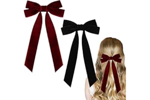 YANZEFEI Velvet Bow Hair Clip - Large Ribbon Bow Hairpins in Red & Black - French Vintage Style - Christmas Hair Accessory