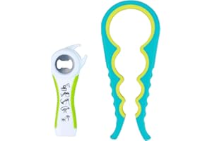 Niviy Ouvre Boîte Manuel, Ouvre Bocal Multifonctionnel 5 en 1 Décapsuleur Multi Kitchen Tool, Facile Convient pour la Main Basse, l'arthrite, âgées, Femmes(Vert)