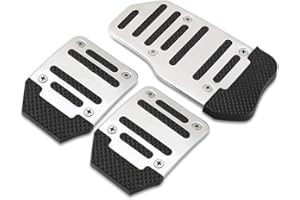 Aublinto Auto Pedal Set, KFZ Gaspedal-Abdeckungs-Set, Rutschfeste Fußpedalauflage Universal Aluminium Rutschfeste Bremsfußpedale Handbuch/Automatik für Getriebe
