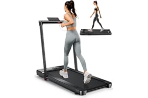 Jupgod Under Desk Treadmill, 3.0HP Folding Treadmill Walking Pad with Bluetooth Control, LED Touch Screen, Wide Running Belt, 1-12 km/h