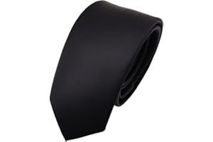 TIGERTIE étroit cravate pour les enfants satin noir unicolor - cravate Tie