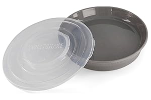 ‎TWISTSHAKE Twistshake Versiegelt Kinder Teller zom Deckel, Kinderteller mit PP und Silikon für Baby Essen, Geschirr zom Babynahrung, Babyfütterung, BPA Frei, ab 6 Monaten, Pastellgrau