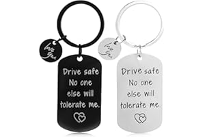 Amaxiu Lot de 2 porte-clés Drive Safe pour petit ami, nouveau conducteur, cadeau « No One Else Will Tolerate Me Drive Safely » Cadeau de Noël, de Saint-Valentin pour lui, petit ami, mari,