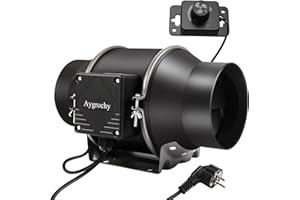 Aygrochy 150mm Extracteur d'Air 688m³/h avec Contrôleur de Vitesse Variable, pour chauffage, refroidissement, booster, tentes de culture, culture hydroponique ventilation et ventilateur d'échappement
