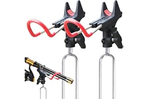 Leeko Supporto per canna da pesca, 2 pezzi, in acciaio inox, universale, regolabile a 360°, accessorio per la pesca a terra, portatile e rimovibile