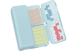 FYY 7 Day Pill Box Organiser, Travel Pill Case, [Folding Design][Large Capacity] Portable Pill Dispenser Container for Vitamins, Cod Liver Oil, Supplements, Medication Blue