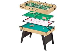 Kangui - Table Multi Jeux 4 en 1 pour Toute la Famille - Baby-Foot - Billard - Ping Pong - Hockey