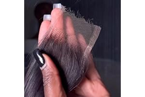 BEEOS 2x6 SKINLIKE Real HD Lace Closure Only, Pre-plucked 0.10mm Ultra-thin Invisible Swiss HD Lace Closure Natural Black Straight Human Hair 20 Inch