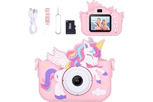 Envyvip Camera for Kids Age 3-8, Toddler Kids Digital Camera Christmas Birthday Gifts for 3 4 5 6 7 8 Years Old Boys Girls, Selfie Video Camera Toy, HD 1080P, 32GB SD Card (Pink)