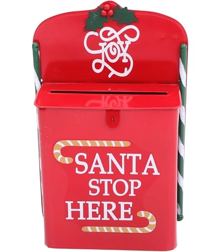 bigiemme Portalettere in Metallo Rosso 20 x 19 x 34 cm 8712 Cassetta Postale Natalizia Porta Lettere per Babbo Natale in Metallo Rosso per