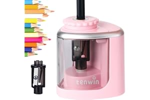 Tihoo tenwin Bleistiftspitzer, elektrischer Bleistiftspitzer mit langlebiger Klinge zum schnellen Anspitzen, batteriebetriebener automatischer Anspitzer für Bleistifte Nr.2/Farbstifte (6-8mm), Rosa