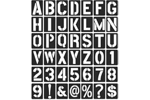 ROUCERLIN Lot de 42 pochoirs réutilisables en forme de lettres et de chiffres de 10,2 cm pour loisirs créatifs, travaux manuels, murs, bois, verre, projets artistiques scolaires (noir)