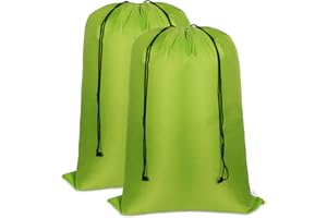 Asonen Large Laundry Bags 2 Pack, Two-way drawstring Tear-proof Portable Large Capacity Laundry Bags for Students, Apartments, Travel, Vacations, College (27 X 36 Inch, Green)