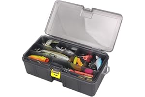 SYFUNLV Boîte à leurre, boîtes de rangement peche, matériel de pêche, boîtes de rangement pour leurres de pêche, Pêche Accessoires Boîtes de Rangement avec compartiment amovible, 21.5 * 12 * 6.7cm