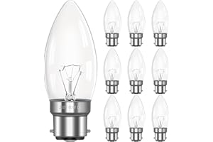 Morotty B22 Candle Bulbs Dimmable Warm White 2700K, 600LM, AC 230V, B22 BC C35 Candle Bulbs Large Bayonet Cap, Light Bulb for Chandelier, Wall Lamp, Ceiling Light, 10 Pack