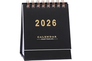 DHHYWWD Mini Desk Calendar 2026-2027 UK, January 2026 to June 2027-18 Month Pocket Flip Desktop Academic Calendar Planner, Portable Monthly Small Desk Calendar for Home Office School (Blcak)