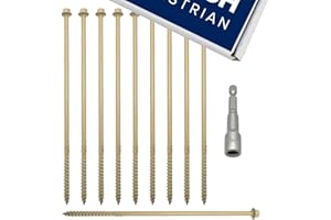 CHURCH EQUESTRIAN Heavy Duty Structural Railway Sleeper Landscaping Decking Frame Fixing Screws with Free 8mm Hex Bit ( 25 Pack of 115mm Wood Screws )