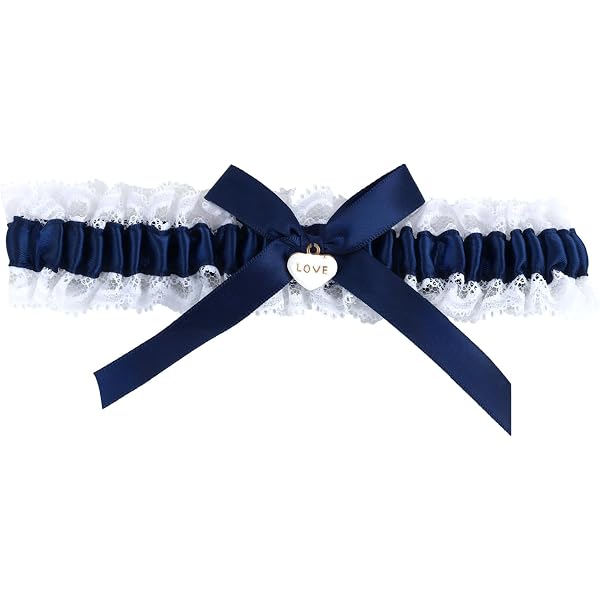Jarretière de mariage brodée bleu marine, Jarretières sexy pour femmes