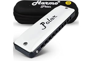 Harmo Polar Diatonic Harmonica Key of D - 10 Holes 20 Notes, Blues Harp Mouth Organ With Case, Phosphor Bronze Reeds, Suitable for All Genres, Harmonica for Kids, Adult, Beginners & Professionals