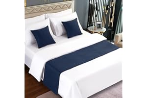 ‎AMBERIS AMBERIS Bettläufer & Schals Dunkelblau, Kunstleinen Langlebig Dekorativ Bettschals für Haus und Hotel