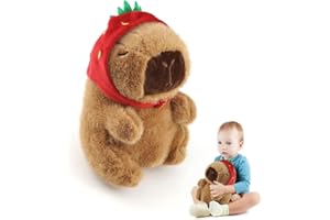 VICBOU Jouet en peluche Capybara de simulation 25 cm,jouet en peluche Capybara,jouet peluche Capybara aux fraises,jouet peluche Capybara mignon,jouet peluche cochon d'Inde,cadeau d'anniversaire pour enfants