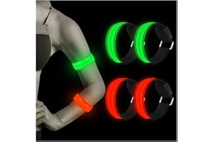 NASHARIA LED Bracciale, 4 Pezzi LED Bande Catarifrangenti, Fascia per Braccio di Sicurezza Alta visibilità per Ciclismo, Jogging, Escursionismo, Corsa Notturna e Altre attività all'aperto