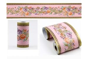 Dostear Bordure de papier peint Fond de teint fleur pourpre Décoration murale amovible Frise Murale Autocollant Papier Peint Autocollant imperméable en PVC Plinthe Autocollant 10×900CM