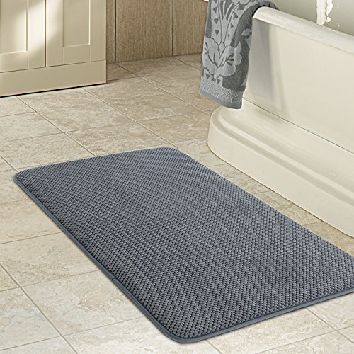 Lifewit Badematte Rutschfeste Badvorleger Memory Foam Badteppich Teppich Absorbent Duschvorleger 80cm x 50cm Grau
