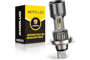 AMOLUO H4 LED Lampadina Per Fari Moto HS1/9003/HB2 25W Kit Sostituzione per Lampada Alogena Xeno Luce Bianca 6000K DC9~36V,1 Lampada