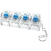 UGAMEDI Fidget Keyboard Keychain with LED Light 4 Button – Clicker Mechanical Switch Stress Relief Toy, Anti Nail Biting, Poc