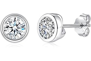 Bewenda Small Studs Earrings for Women Girls, 925 Sterling Silver Halo Zirconia Stud Earrings, Lightweight Tiny 4/5/6mm Round Stud Earrings, Hypoallergenic Sleeper Cartilage Earrings with Gift Box