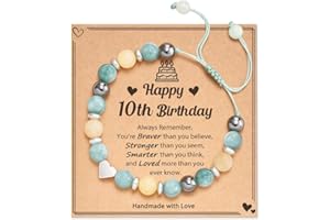 POWWA 5-16 Jahre Geburtstag Geschenke für Mädchen und sie, Bedeutungsvolles Natursteinarmband mit Nachrichtenkarte für Tochter, Enkelin, Nichte, Schwester, Freundin Birthday Gifts for Girls and Her