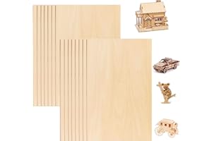 Aweisile Fogli di Legno di Balsa 15 Pezzi - Pannelli in Compensato per Fai Da Te, Fatto a Mano, Pirografia - 200 x 100 x 2mm