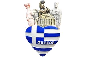 WEDARE MAGNET SOUVENIR Aimant de réfrigérateur 3D en forme de cœur avec drapeau de la Grèce - Décoration de maison et de cuisine
