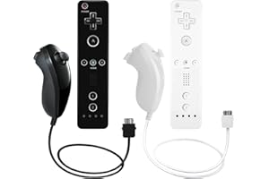 AUFGLO Telecomando e Nunchuck compatibili con Wii/Wii U - Include custodia in silicone e cinturino da polso (nero+bianco)