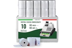 Maya Home & Garden - Rotoli Cassa 80x80 Termica Fiscale, Carta Termica 80x80 Omologata per Registratori di Cassa e Scontrini Fiscali, Alta Qualità e Lunga Durata