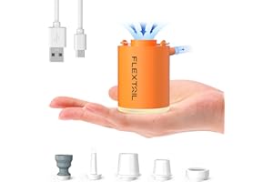 FLEXTAILGEAR Mini Pump Pro, 5kPa Bomba de Aire Eléctrica Portátil, Lampara Camping, Potente Inflado/Desinflado, Luz de Camping 3 Niveles, colchones de Aire, Bolsas de vacío, Camas de Aire