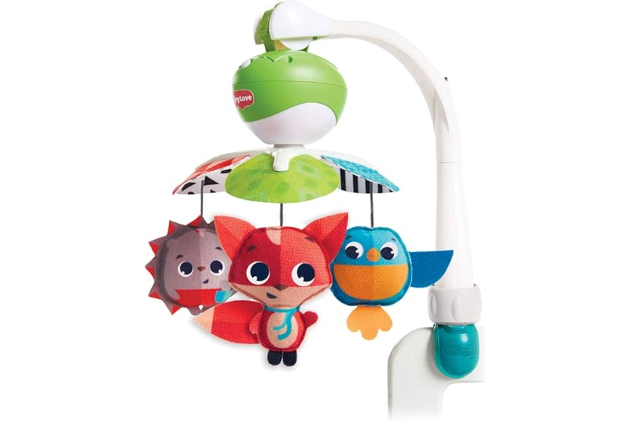 Tiny Love 3-in-1 Take Along Baby Mobile for Cot, 0+ Months, Portable, Multi-Use with 3 Connectors, Cot Mobile with Music, 5 Melodies, 30 Minutes of Continuous Music, Stimulates Senses, Meadow Days