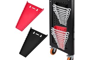 KITERI 2 Pack Magnetic Wrench Organizer, Spanner Rack Organiser Removable Wrench Storage Rack Spanner Holder Wrench Organizer Tray with 12 Slots for SAE (1/4" - 1/16"), Metric(6mm-24mm)