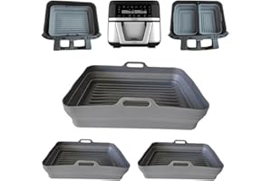 MOLJAUS Moldes para freidora de aire de doble cesta, 1 molde de 9 L y 2 de 4.5 L compatibles con freidora de aire Cecotec 9 litros Moldes plegables freidora de aire