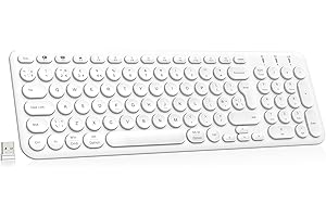 PINKCAT Rechargeable Wireless Keyboard, 2.4G/Bluetooth Ultra Slim Silent Keyboard with Numeric Keypad for Mac/Computer/Desktop/PC/Laptop/Surface/Smart TV/Notebook and Windows 10/8/7 - White