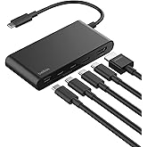 Belkin USB-C Hub, 5 Portlu Hub, 4K HDMI G&ouml;r&uuml;nt&uuml;leme, 60Hz, 100W G&uuml;&ccedil; Dağıtımı, 10 Gbps Hızlı Veri Aktarımı, USB-C &Ccedil;oklu Bağlan