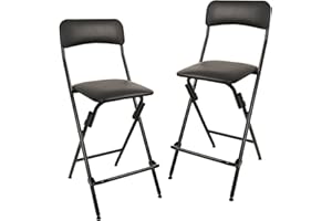 Amazon Basics Sgabello pieghevole con poggiapiedi, portata 136,1 kg, altezza 61 cm, confezione da 2, Nero