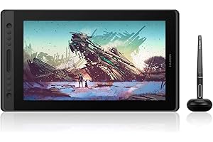 HUION Kamvas Pro 16 Tableta Grafica con Pantalla de 15,6 Pulgadas con Laminado Completo Tableta Gráfica Monitor, 120% sRGB, 6 Teclas de Acceso Directo y 1 Barra Táctil y Lápiz sin Batería