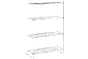 Royal Catering Étagère Métallique Modulable RCMR-1370P19 (35x90x137 cm, 4 Tablettes, Max 120 Kg, Chromée)